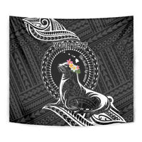 Personalised Hawaii Monk Seal Tapestry Polynesian Tattoo With Tropical Flowers - Black LT14 - Polynesian Pride