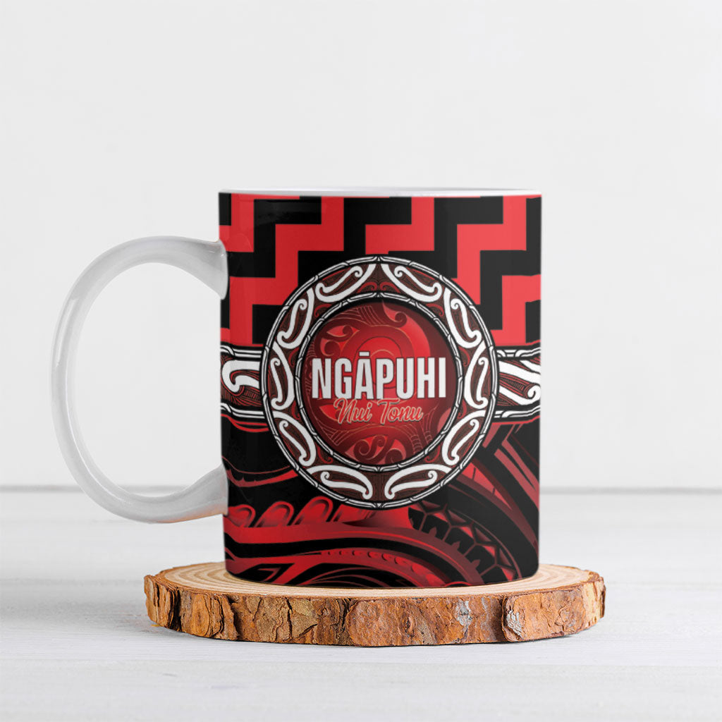 Aotearoa Ngapuhi Personalised Ceramic Mug Maori Iwi Poutama Puhoro Tattoo LT14 Red - Polynesian Pride