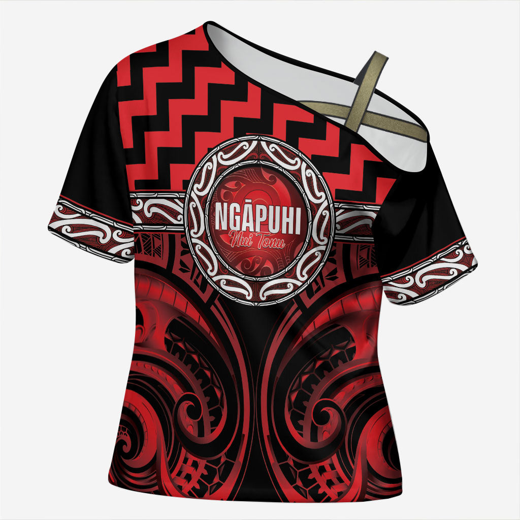Aotearoa Ngapuhi Personalised Cross Shoulder Shirt Maori Iwi Poutama Puhoro Tattoo