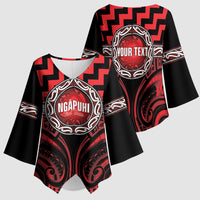 Aotearoa Ngapuhi Personalised Kimono Sleeve Blouse Maori Iwi Poutama Puhoro Tattoo