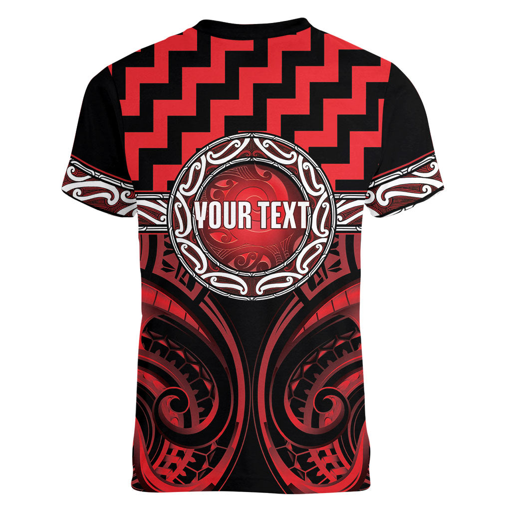 Aotearoa Ngapuhi Personalised Women V-Neck T-Shirt Maori Iwi Poutama Puhoro Tattoo