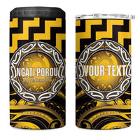 Aotearoa Ngati Porou Personalised 4 in 1 Can Cooler Tumbler Maori Iwi Poutama Puhoro Tattoo