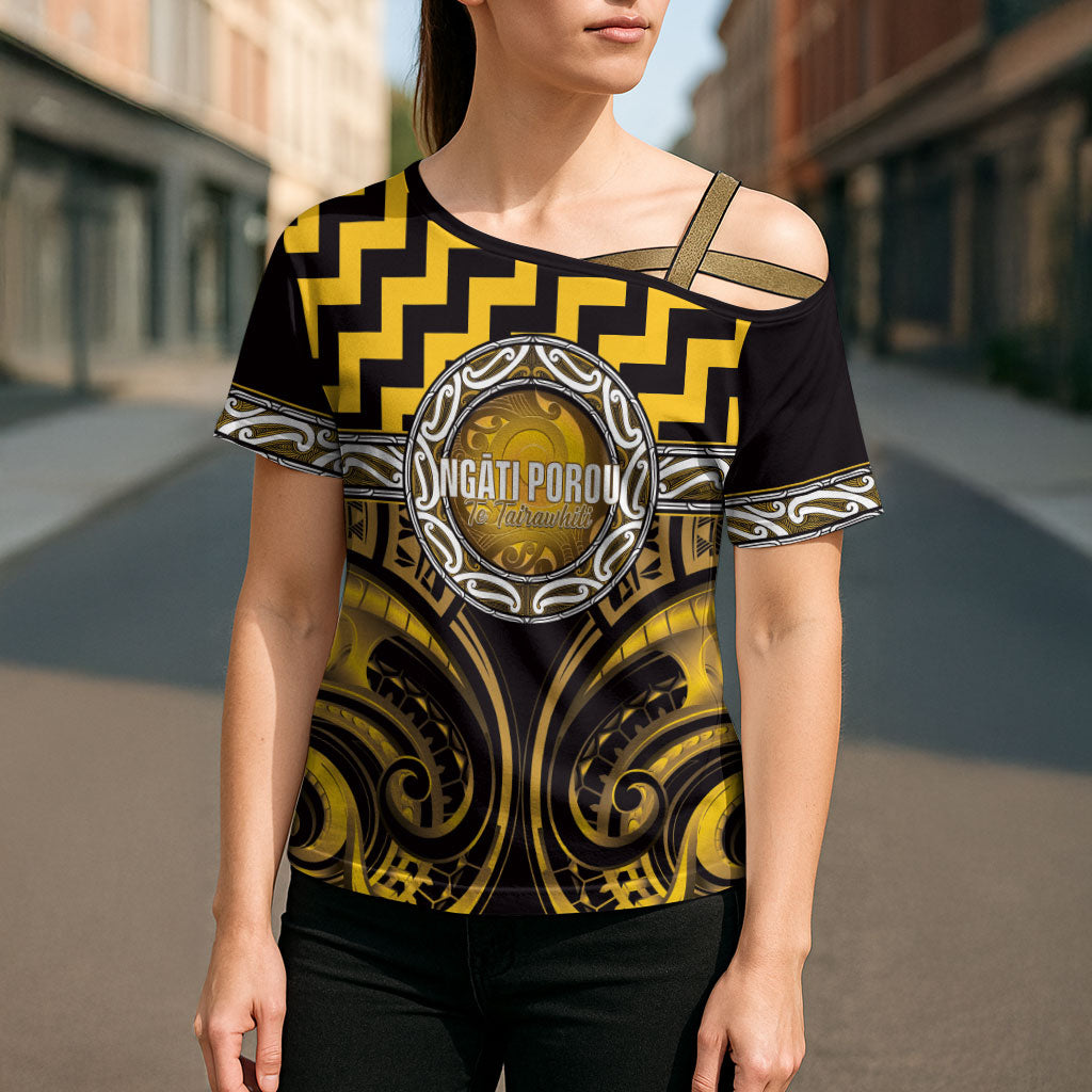 Aotearoa Ngati Porou Personalised Cross Shoulder Shirt Maori Iwi Poutama Puhoro Tattoo