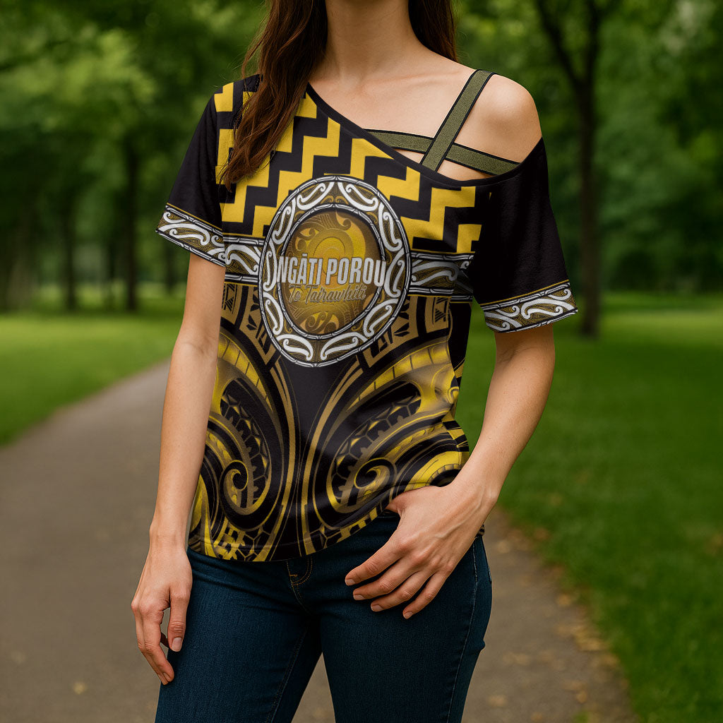 Aotearoa Ngati Porou Personalised Cross Shoulder Shirt Maori Iwi Poutama Puhoro Tattoo