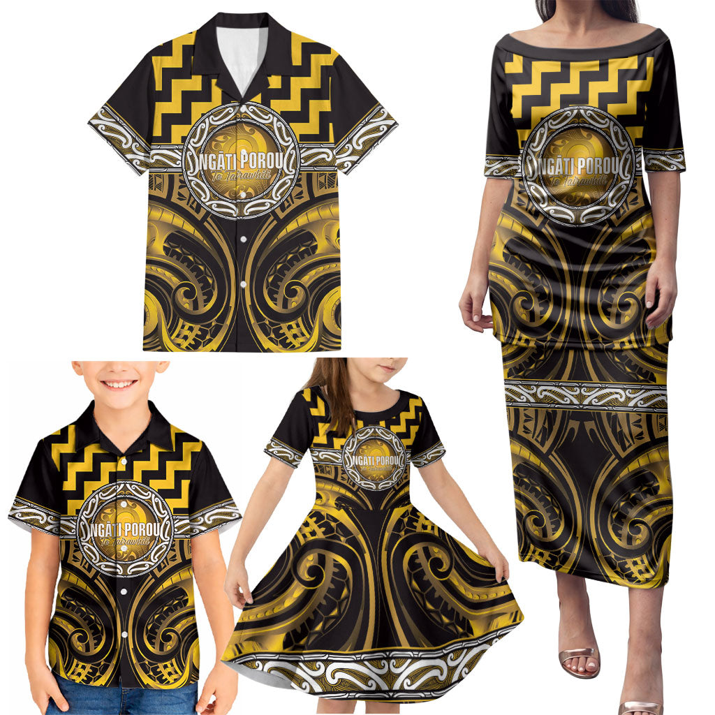 Aotearoa Ngati Porou Personalised Family Matching Puletasi and Hawaiian Shirt Maori Iwi Poutama Puhoro Tattoo LT14 - Polynesian Pride