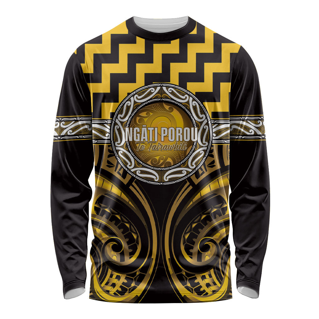 Aotearoa Ngati Porou Personalised Long Sleeve Shirt Maori Iwi Poutama Puhoro Tattoo LT14 Unisex Yellow - Polynesian Pride