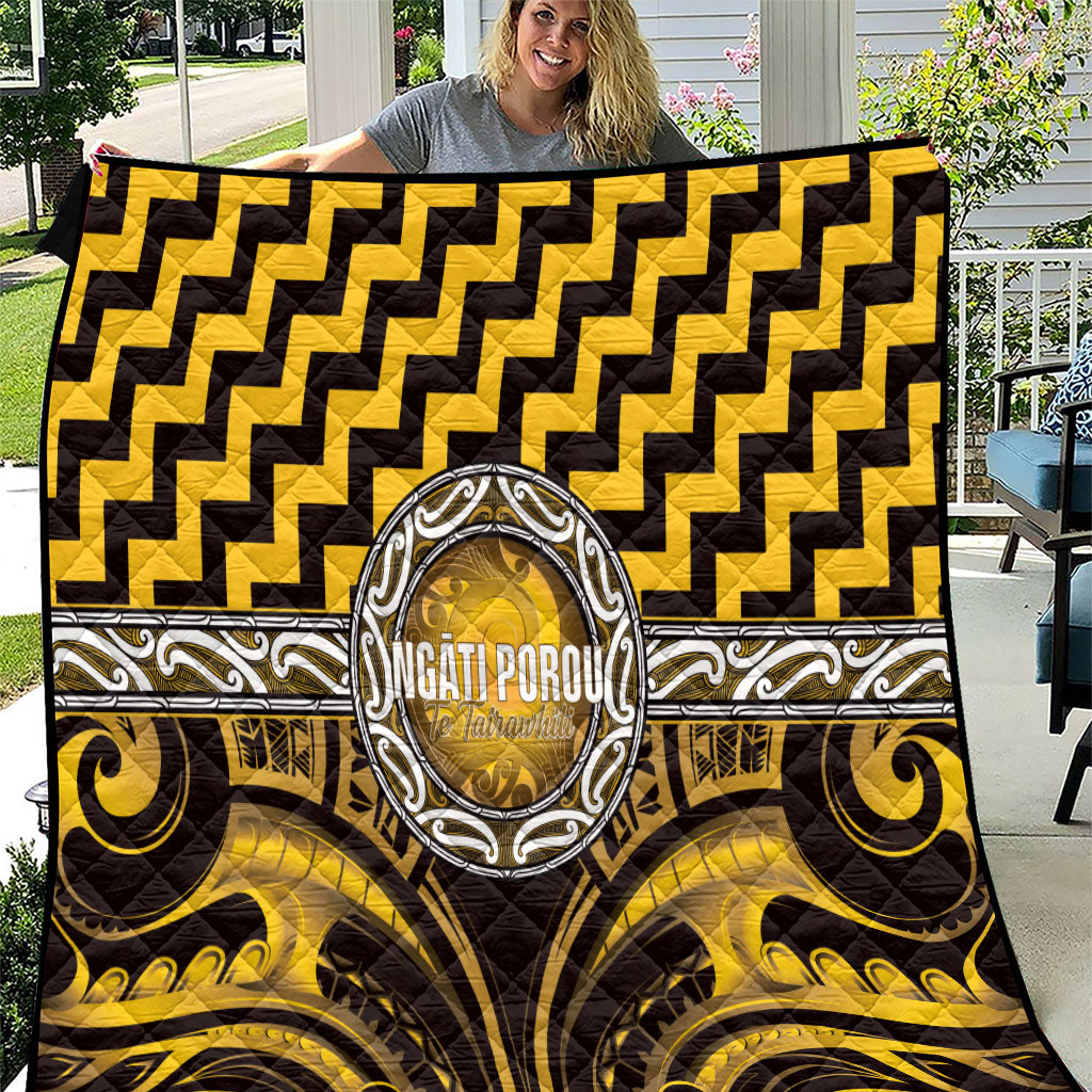 Aotearoa Ngati Porou Quilt Maori Iwi Poutama Puhoro Tattoo LT14 Yellow - Polynesian Pride