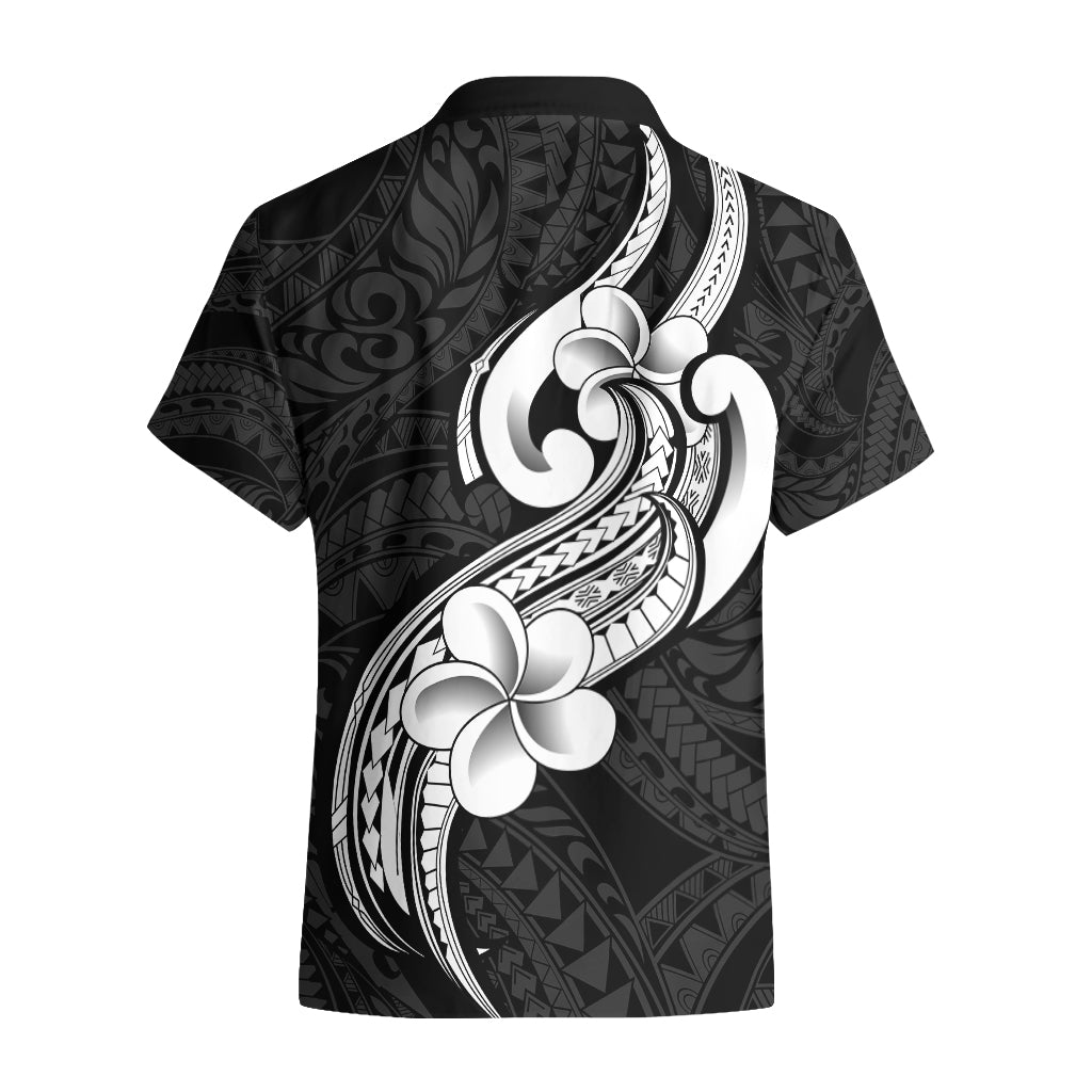 Polynesia Hawaiian Shirt Plumeria With Tribal Pattern Black Vibes LT14 - Polynesian Pride