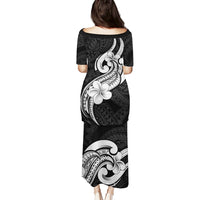 Polynesia Puletasi Plumeria With Tribal Pattern Black Vibes LT14 - Polynesian Pride