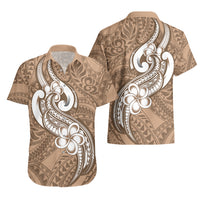 Polynesia Hawaiian Shirt Plumeria With Tribal Pattern Brown Pastel Vibes LT14 - Polynesian Pride