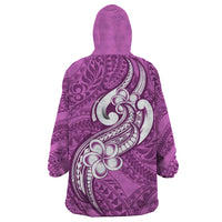 Polynesia Wearable Blanket Hoodie Plumeria With Tribal Pattern Pink Pastel Vibes LT14 - Polynesian Pride