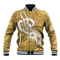 Polynesia Baseball Jacket Plumeria With Tribal Pattern Yellow Pastel Vibes LT14 Unisex Yellow - Polynesian Pride
