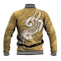 Polynesia Baseball Jacket Plumeria With Tribal Pattern Yellow Pastel Vibes LT14 - Polynesian Pride