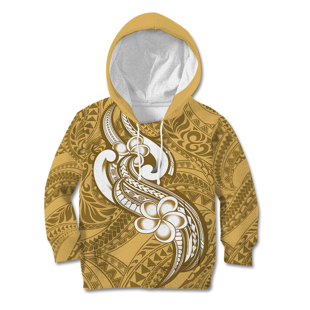 Polynesia Kid Hoodie Plumeria With Tribal Pattern Yellow Pastel Vibes LT14 Hoodie Yellow - Polynesian Pride