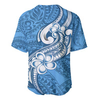 Polynesia Baseball Jersey Plumeria With Tribal Pattern Blue Pastel Vibes LT14 - Polynesian Pride