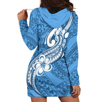 Polynesia Hoodie Dress Plumeria With Tribal Pattern Blue Pastel Vibes LT14 - Polynesian Pride