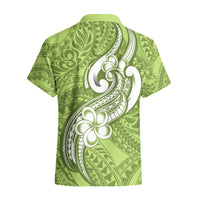 Polynesia Hawaiian Shirt Plumeria With Tribal Pattern Green Pastel Vibes LT14 - Polynesian Pride