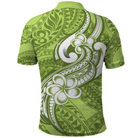 Polynesia Polo Shirt Plumeria With Tribal Pattern Green Pastel Vibes LT14 - Polynesian Pride