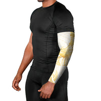 Polynesia White Sunday Arm Sleeves Polynesian Tattoo Plumeria Hibiscus Gold
