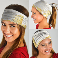 Polynesia White Sunday Neck Gaiter Polynesian Tattoo Plumeria Hibiscus Gold