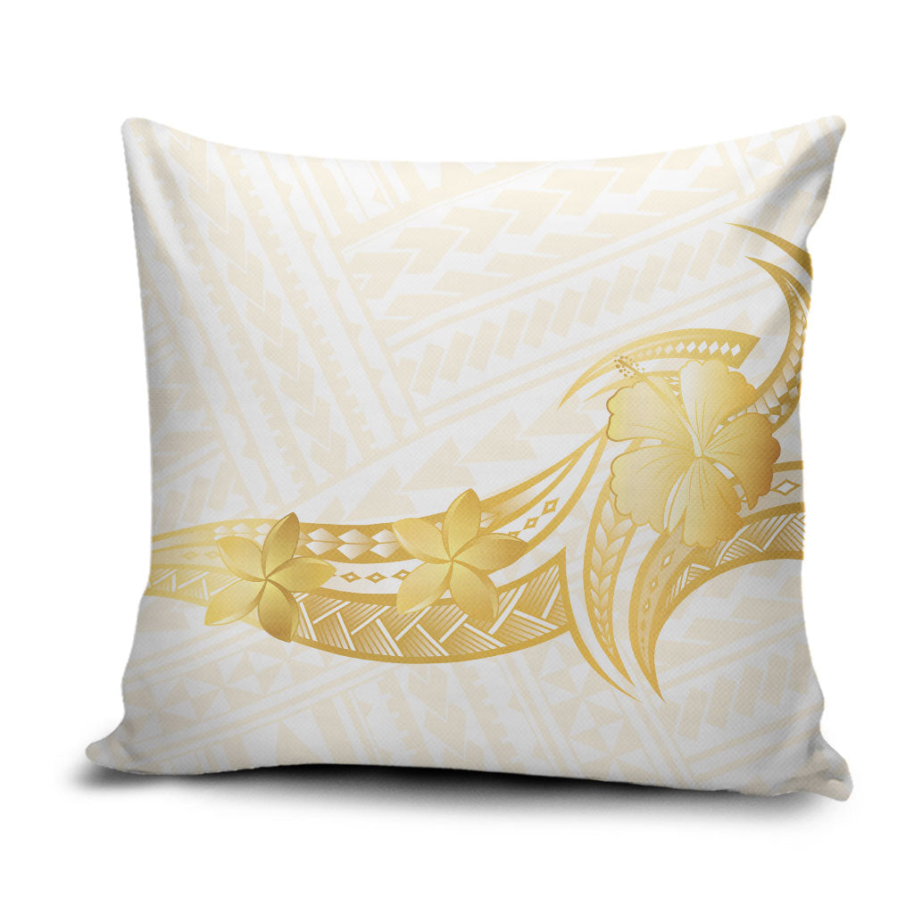 Polynesia White Sunday Pillow Cover Polynesian Tattoo Plumeria Hibiscus Gold LT14 White - Polynesian Pride