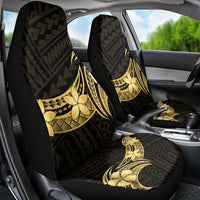 Gold Black Polynesia Hibiscus Plumeria Tattoo Car Seat Cover
