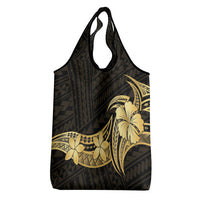 Gold Black Polynesia Hibiscus Plumeria Tattoo Grocery Bag LT14 - Polynesian Pride