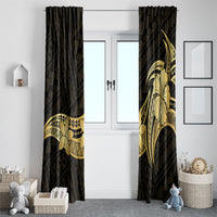 Gold Black Polynesia Hibiscus Plumeria Tattoo Window Curtain