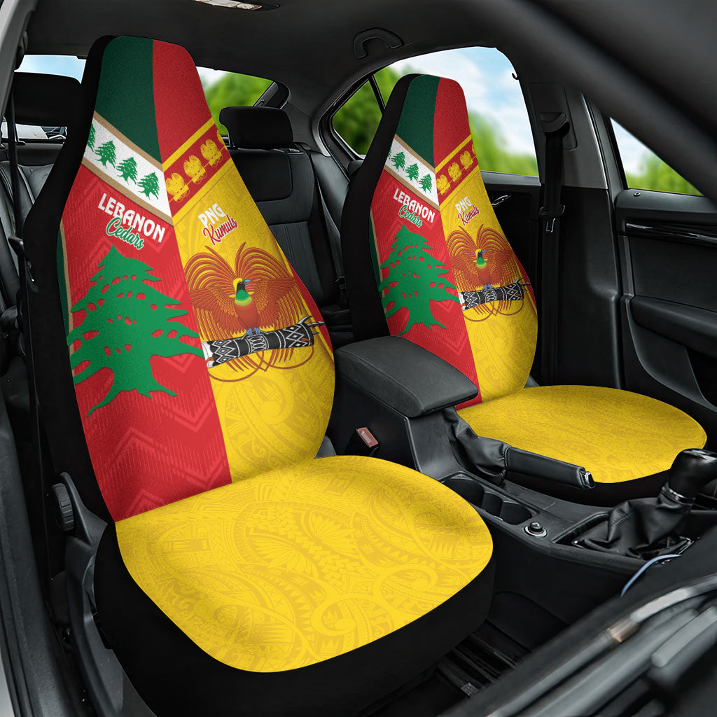 Rugby Papua New Guinea and Lebanon Car Seat Cover PNG Kumuls Cedars Together LT14 One Size Multicolor - Polynesian Pride