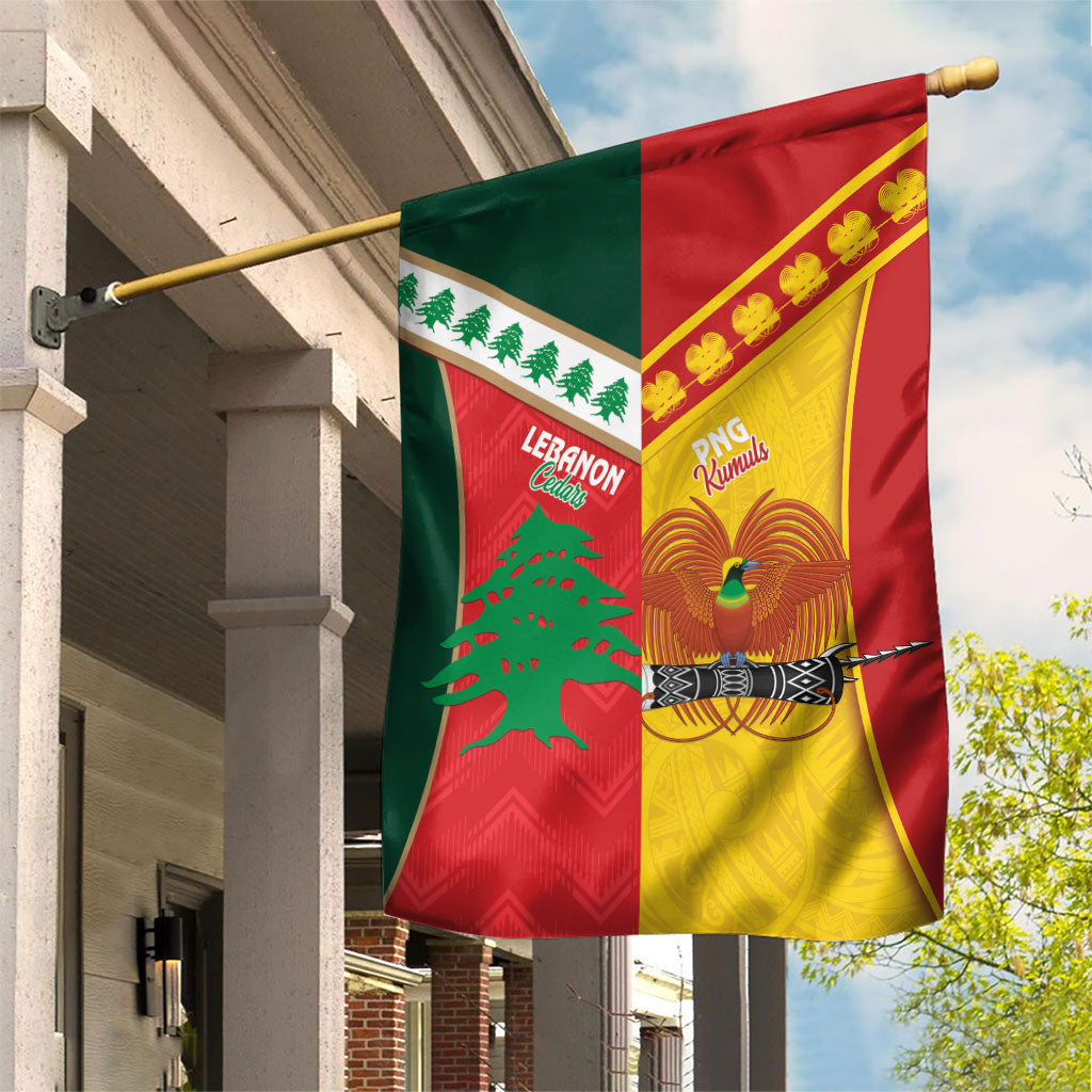 Rugby Papua New Guinea and Lebanon Garden Flag PNG Kumuls Cedars Together LT14 House Flag Multicolor - Polynesian Pride