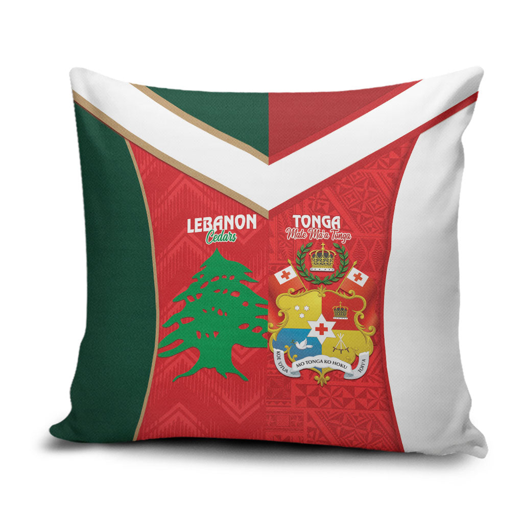 Rugby Tonga and Lebanon Pillow Cover Mate Maa Tonga Cedars Together LT14 Multicolor - Polynesian Pride