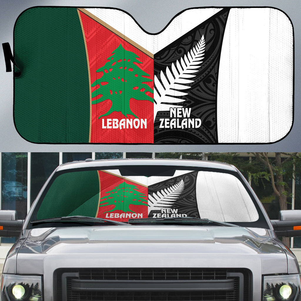 Rugby New Zealand and Lebanon Auto Sun Shade All Black Cedars Together LT14 Multicolor - Polynesian Pride
