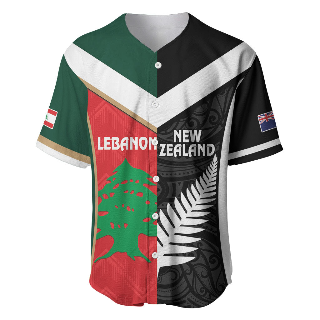 Custom Rugby New Zealand and Lebanon Baseball Jersey All Black Cedars Together LT14 Multicolor - Polynesian Pride