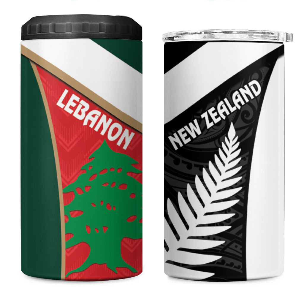 Rugby New Zealand and Lebanon 4 in 1 Can Cooler Tumbler All Black Cedars Together LT14 One Size: 16 oz Multicolor - Polynesian Pride