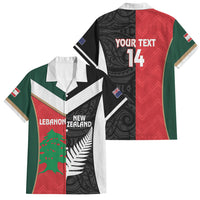 Custom Rugby New Zealand and Lebanon Family Matching Off Shoulder Short Dress and Hawaiian Shirt All Black Cedars Together