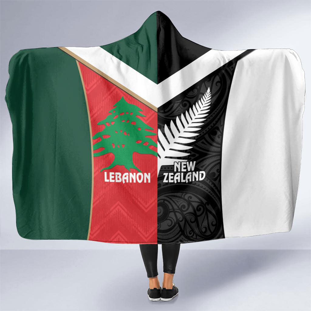 Rugby New Zealand and Lebanon Hooded Blanket All Black Cedars Together LT14 One Size Multicolor - Polynesian Pride