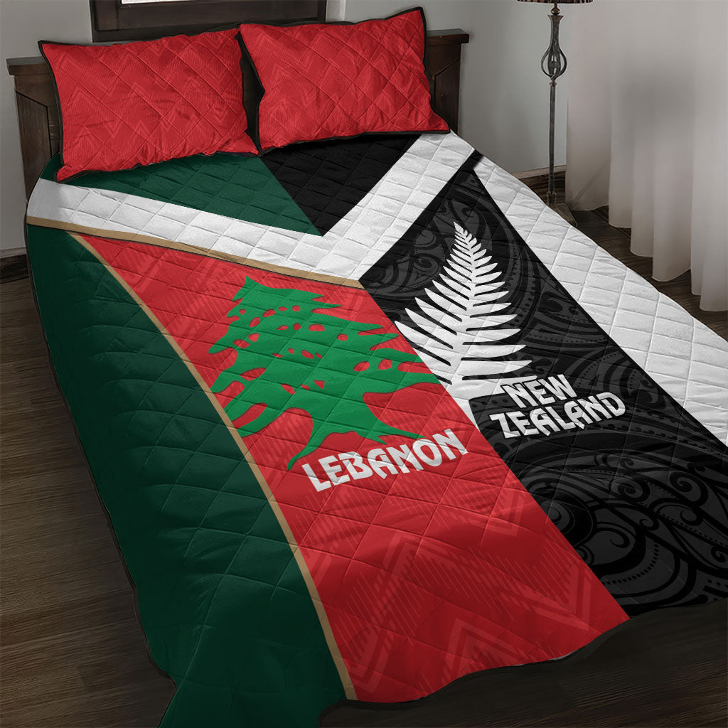 Rugby New Zealand and Lebanon Quilt Bed Set All Black Cedars Together LT14 Multicolor - Polynesian Pride