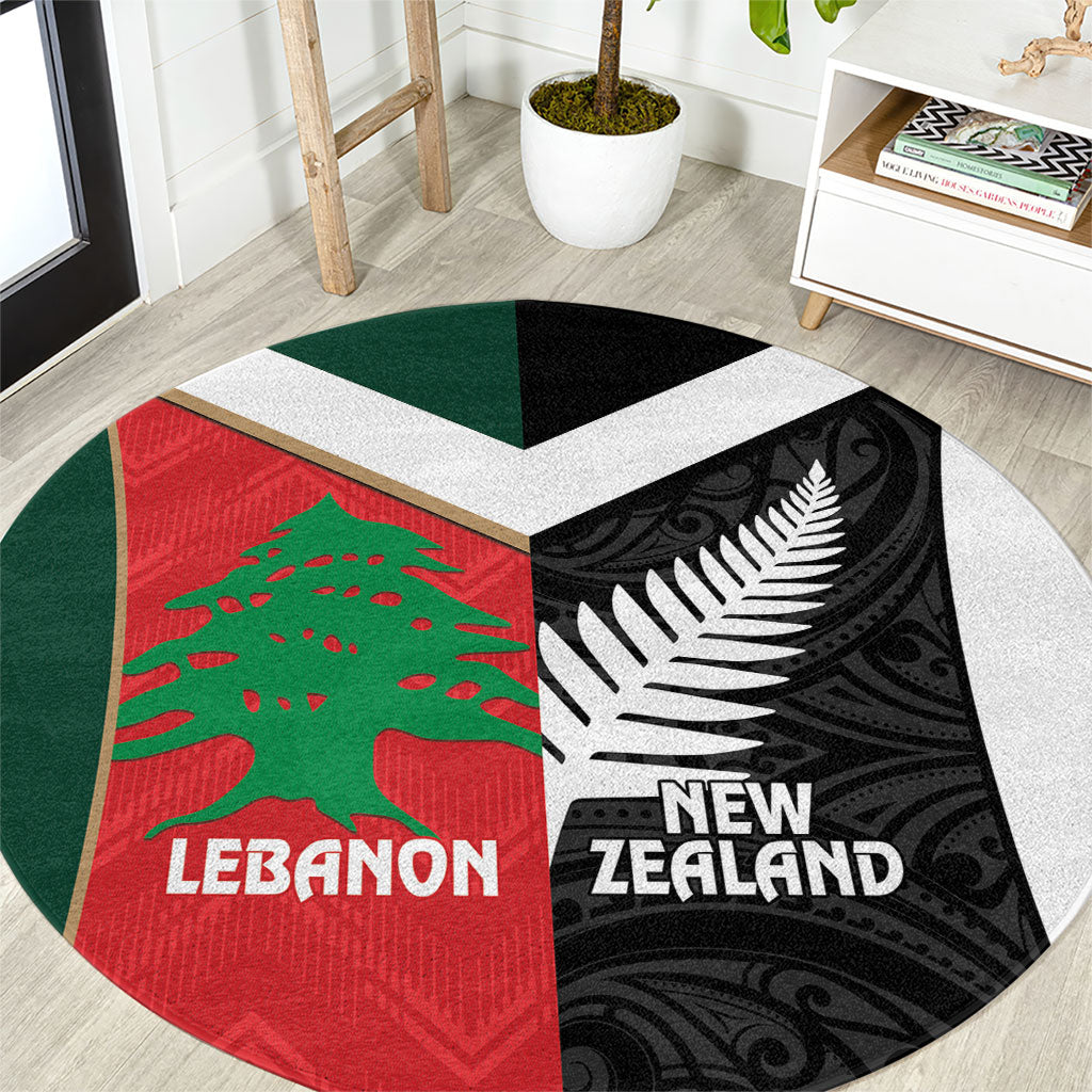 Rugby New Zealand and Lebanon Round Carpet All Black Cedars Together LT14 Multicolor - Polynesian Pride
