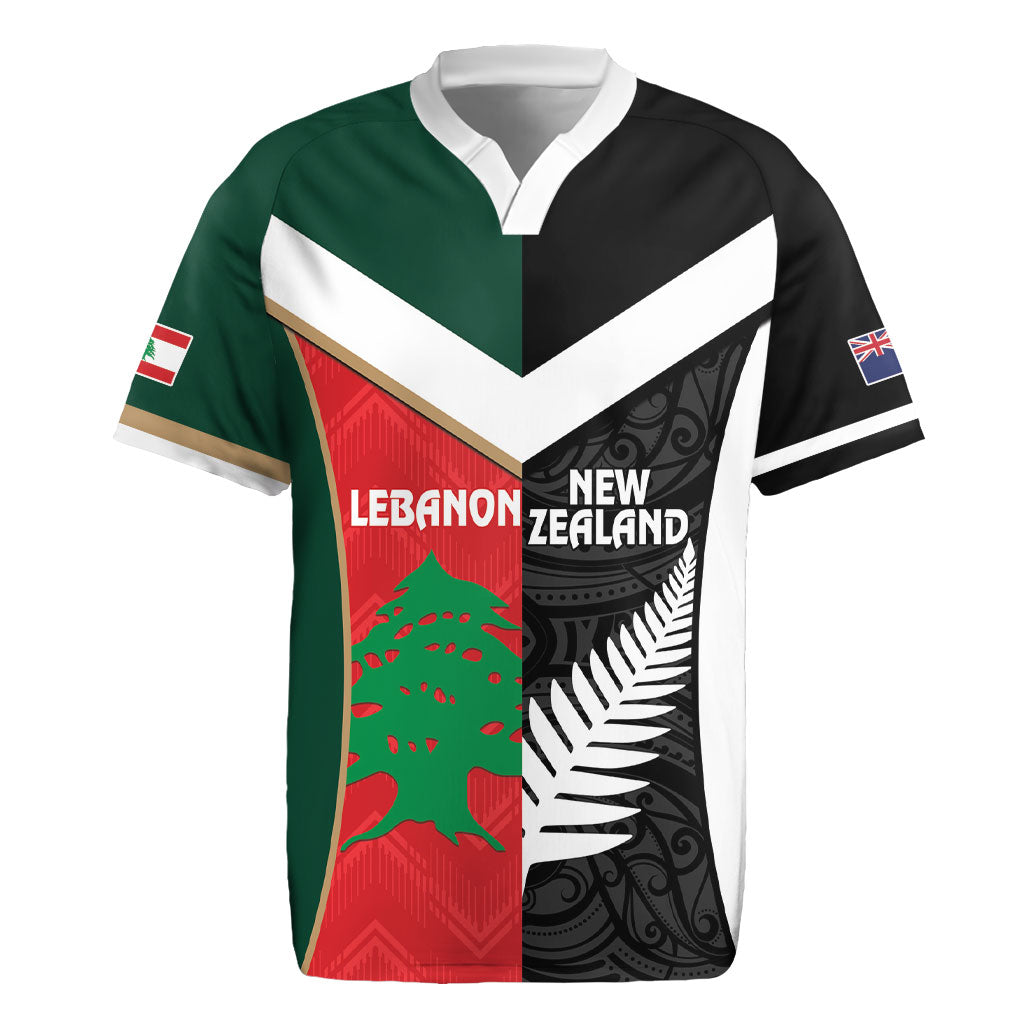 Custom Rugby New Zealand and Lebanon Rugby Jersey All Black Cedars Together LT14 Multicolor - Polynesian Pride