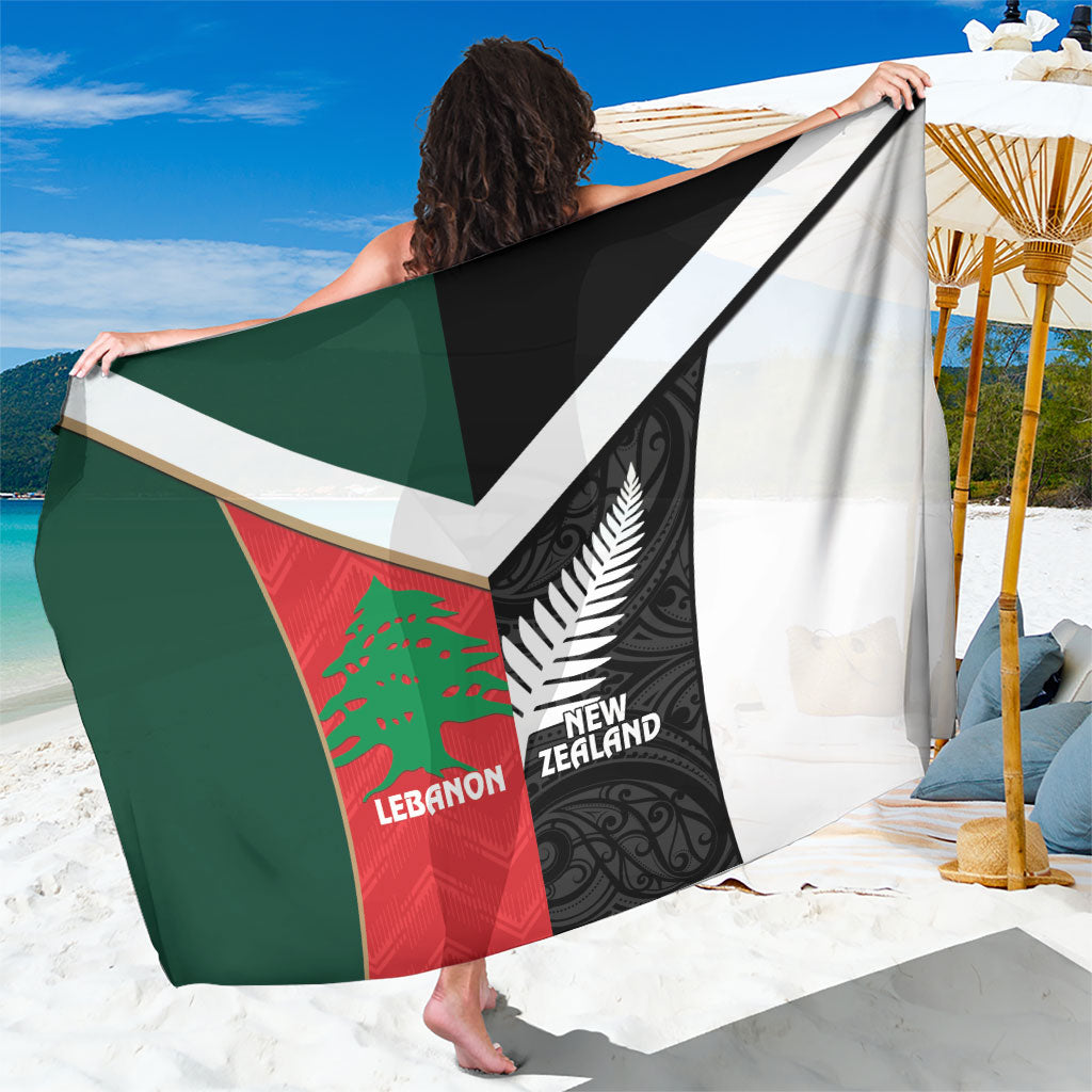 Rugby New Zealand and Lebanon Sarong All Black Cedars Together LT14 One Size 44 x 66 inches Multicolor - Polynesian Pride
