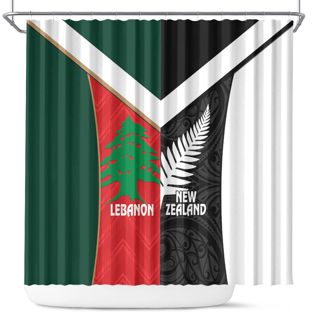Rugby New Zealand and Lebanon Shower Curtain All Black Cedars Together LT14 Multicolor - Polynesian Pride