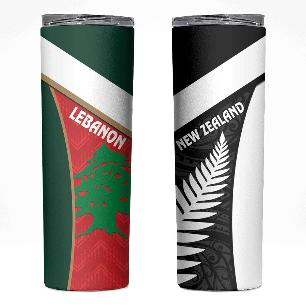 Rugby New Zealand and Lebanon Skinny Tumbler All Black Cedars Together LT14 Multicolor - Polynesian Pride