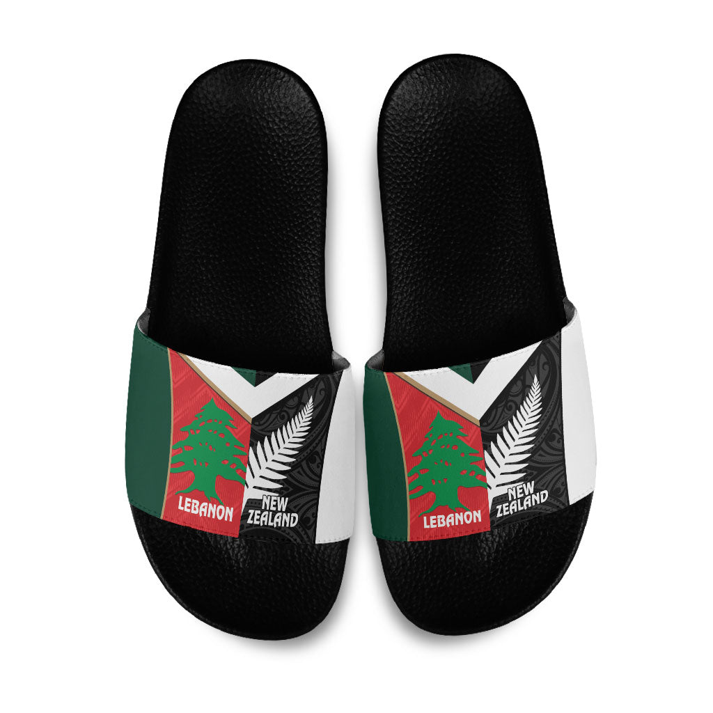 Rugby New Zealand and Lebanon Slide Sandals All Black Cedars Together LT14 Multicolor - Polynesian Pride