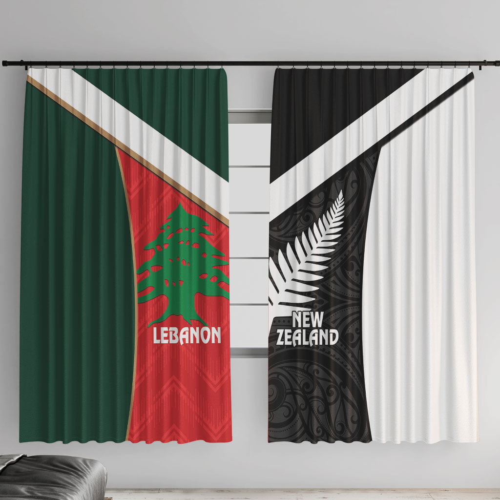 Rugby New Zealand and Lebanon Window Curtain All Black Cedars Together LT14 With Hooks Multicolor - Polynesian Pride