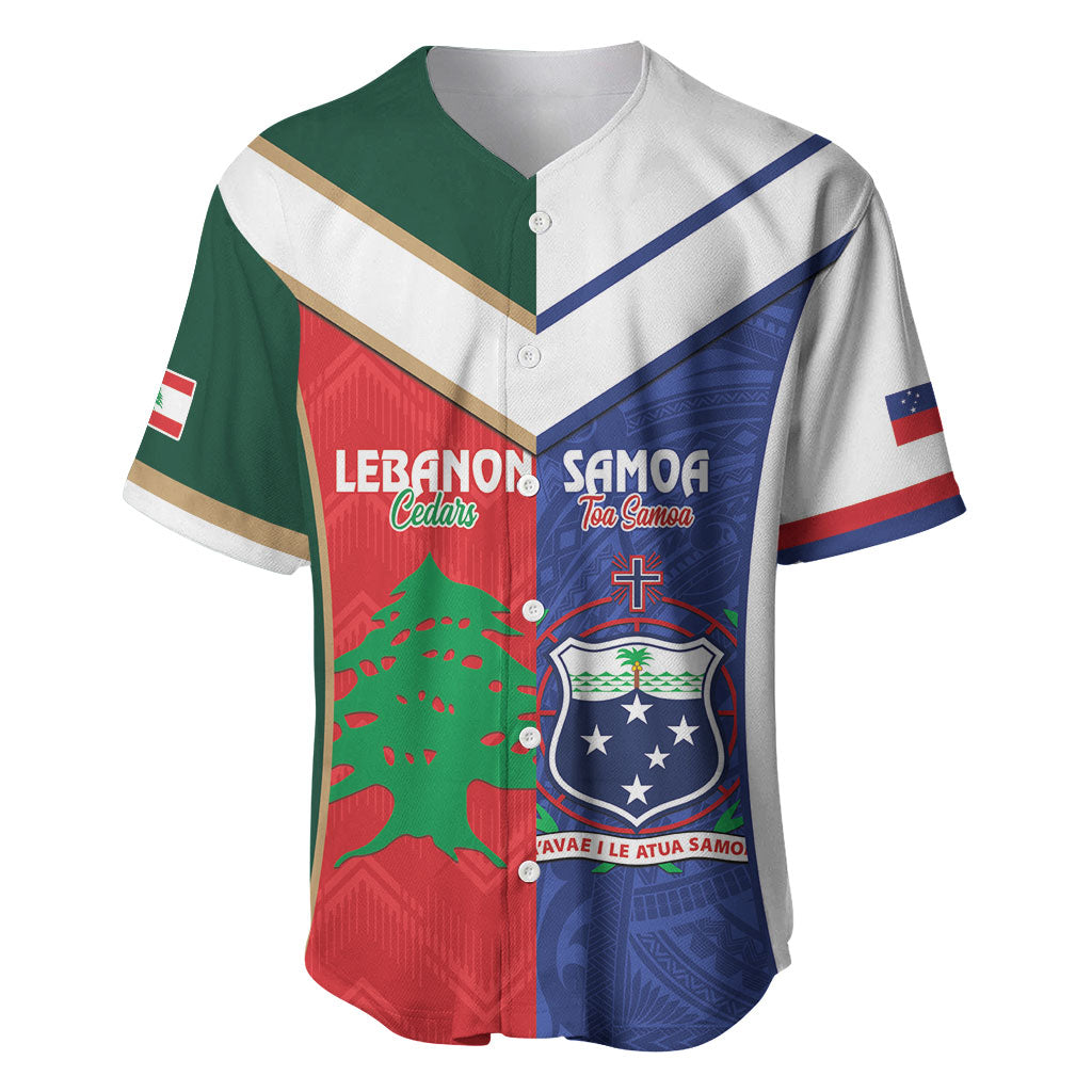 Custom Rugby Samoa and Lebanon Baseball Jersey Toa Samoa Cedars Together LT14 Multicolor - Polynesian Pride