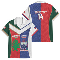 Custom Rugby Samoa and Lebanon Family Matching Long Sleeve Bodycon Dress and Hawaiian Shirt Toa Samoa Cedars Together
