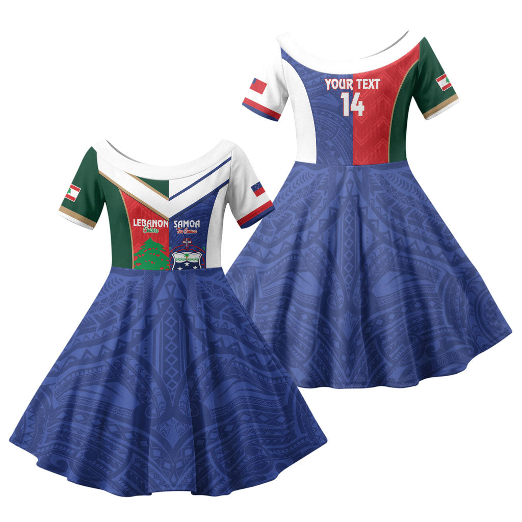 Custom Rugby Samoa and Lebanon Family Matching Mermaid Dress and Hawaiian Shirt Toa Samoa Cedars Together
