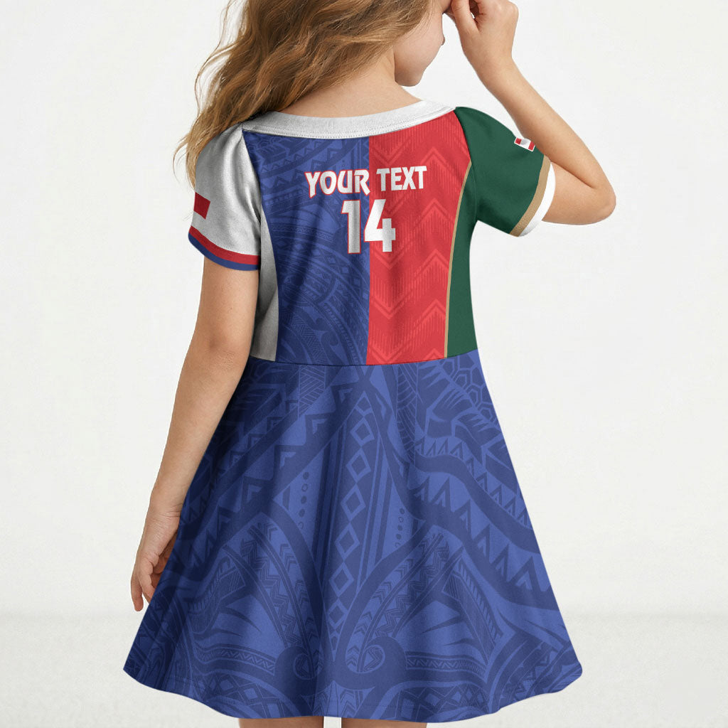 Custom Rugby Samoa and Lebanon Kid Short Sleeve Dress Toa Samoa Cedars Together