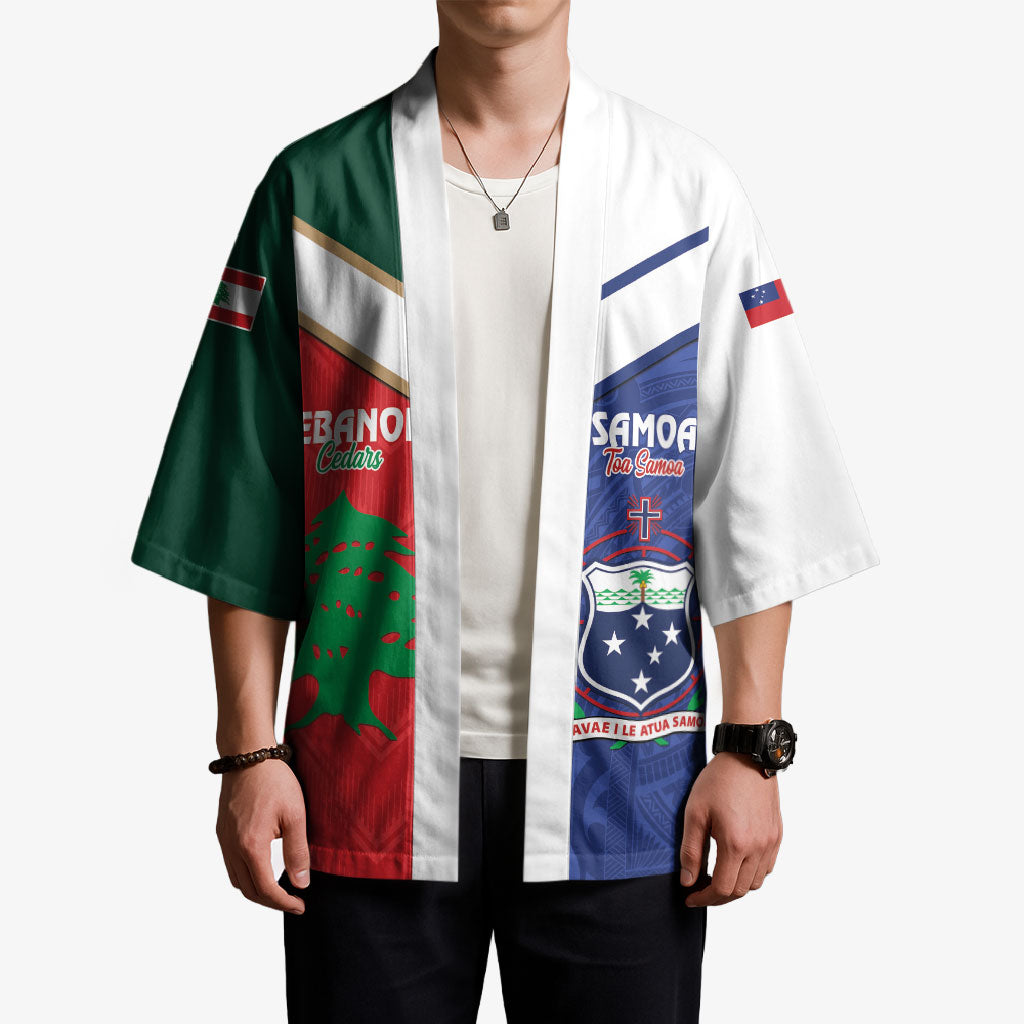 Custom Rugby Samoa and Lebanon Kimono Toa Samoa Cedars Together