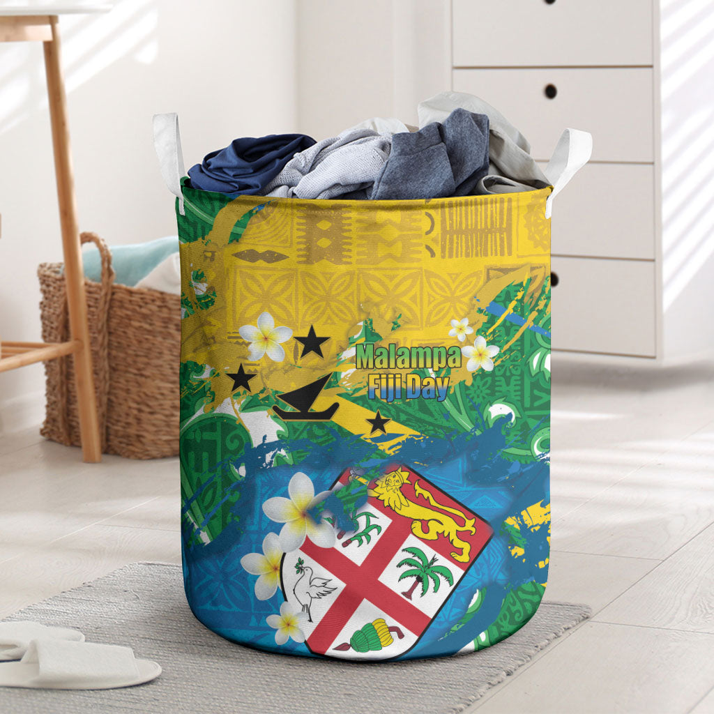 Malampa Fiji Day Laundry Basket 10 October Together We Grow Grunge Tapa Motifs
